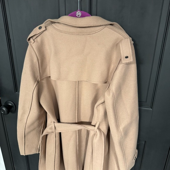 BCBG MAX AZRIA TAUPE MARLA WOOL BLEND WRAP TRENCH COAT - Picture 4 of 7